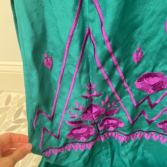 NWT Figue Long Green Embroidered Silk Kimono Kaftan Dress Lola S RRP $1,495.00 - Picture 8 of 13